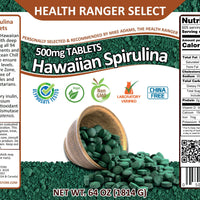 Hawaiian Spirulina Cold Pressed 500mg Tablets (64oz, 1814g), approximately 3628 tablets  (#10 Can)