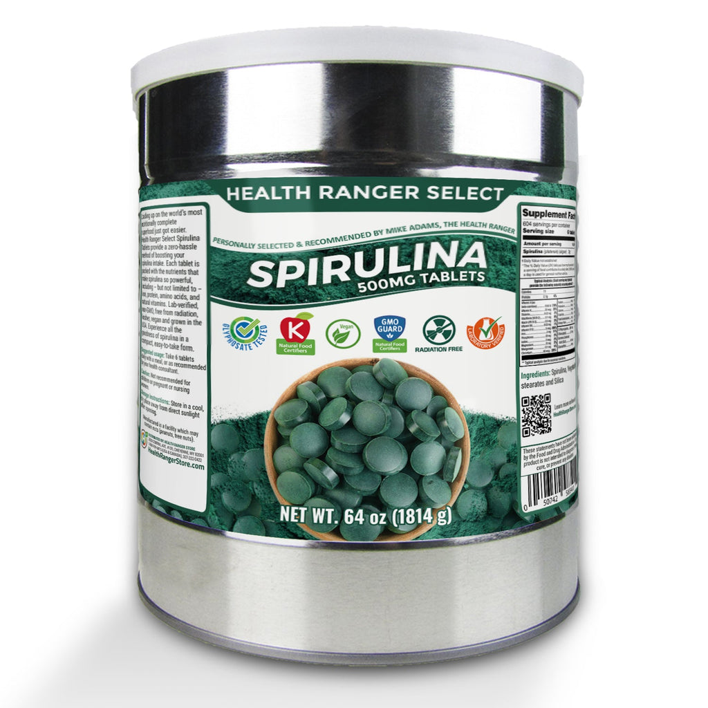 Health Ranger Select Spirulina 500mg Tablets 64oz (1814g) #10 can