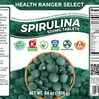 Health Ranger Select Spirulina 500mg Tablets 64oz (1814g) #10 can