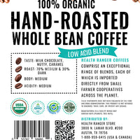 100% Organic Hand-Roasted Whole Bean Coffee (Low Acid Blend) 12oz, 340g