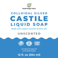 Colloidal Silver Castile Liquid Soap - Unscented 12 oz (354 ml)