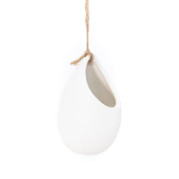 Small Ivory Ceramic Hanging Planter With Flat Bottom