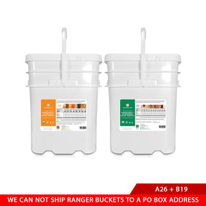 (536 Servings) Ranger Bucket Set - Organic Emergency Storable Food Supply (A26 + B19)