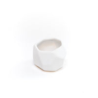 White Geometric Ceramic Container